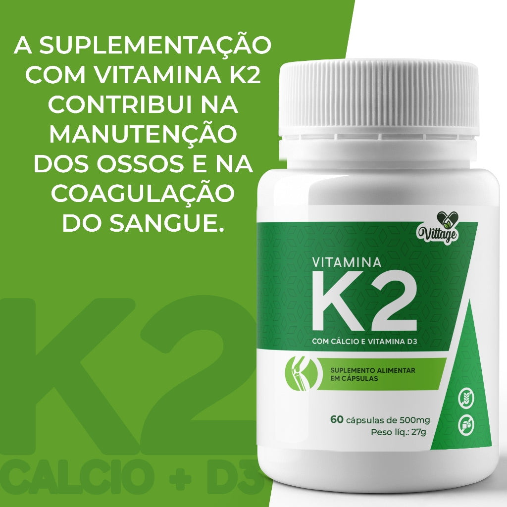 Vitamina K2 Mk7 Cálcio + vitamina D3 Menaquinona-7