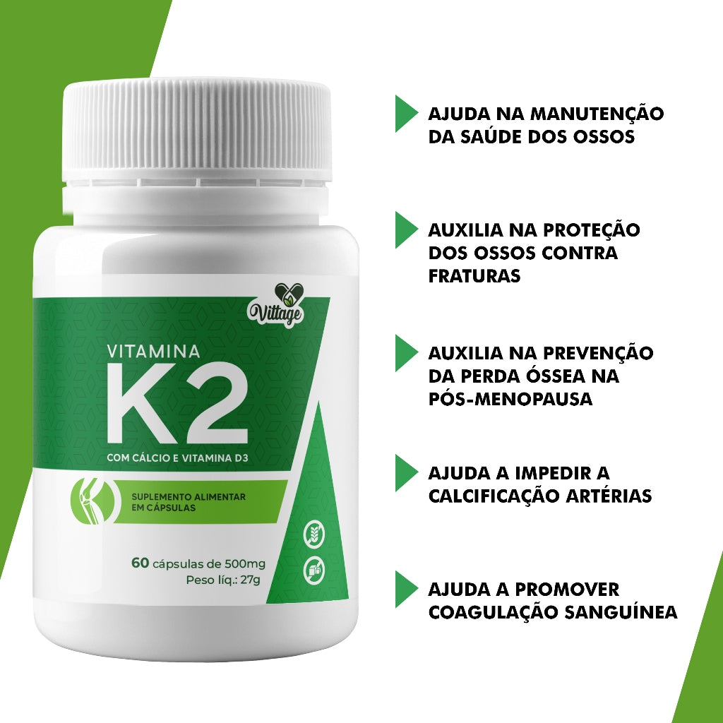 Vitamina K2 Mk7 Cálcio + vitamina D3 Menaquinona-7