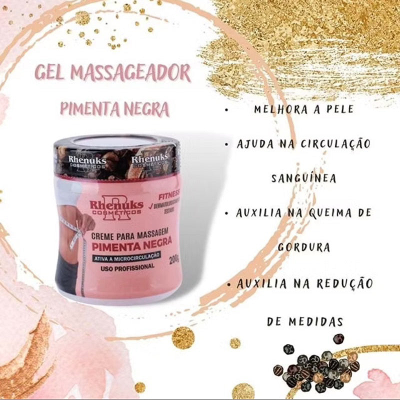 Kit 3 Gel Creme Redutor de Medidas 200g Pimenta Negra