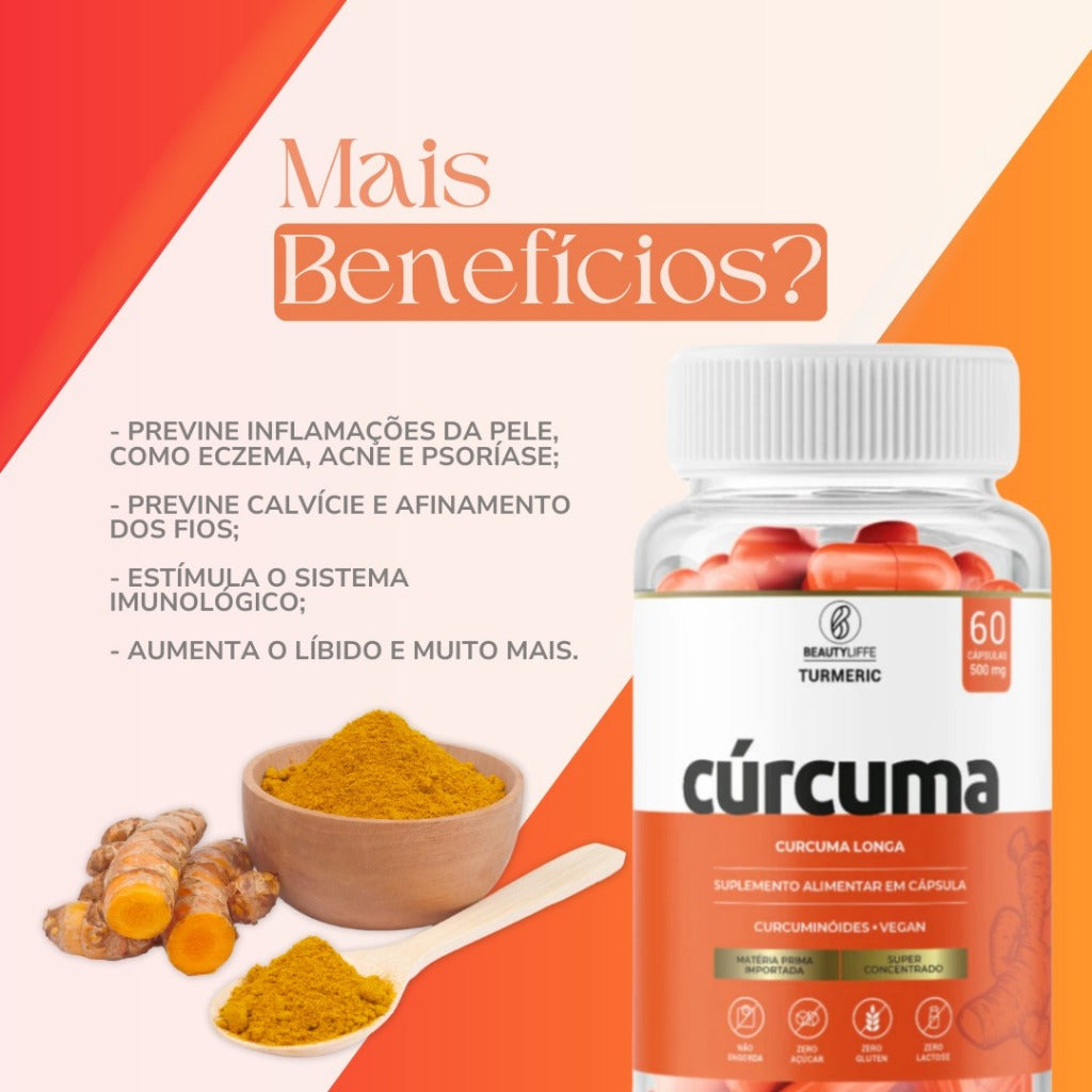 Kit Cúrcuma 60 caps 500mg + Ômega 3 60 caps 1350mg Beauty Liffe
