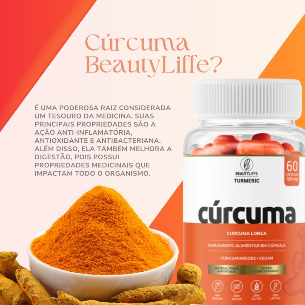 Kit Cúrcuma 60 caps 500mg + Ômega 3 60 caps 1350mg Beauty Liffe