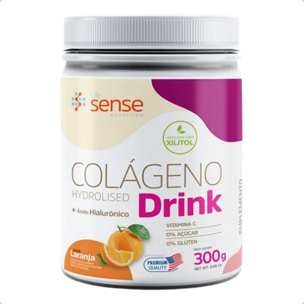 Colágeno Hidrolisado Drink + Ácido Hialurônico Pote 300g Pó - Life Sense Nutrition