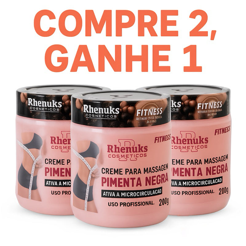 Kit 3 Gel Creme Redutor de Medidas 200g Pimenta Negra