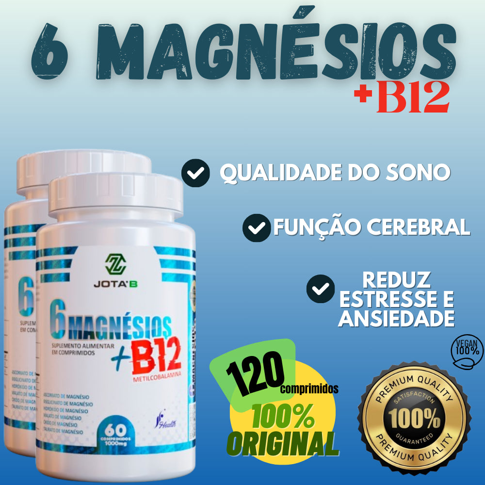 Suplemento Premium Magnésios dimalato + 5 + Vitamina B12 Metilcobalamina 1000mg 60 comprimidos