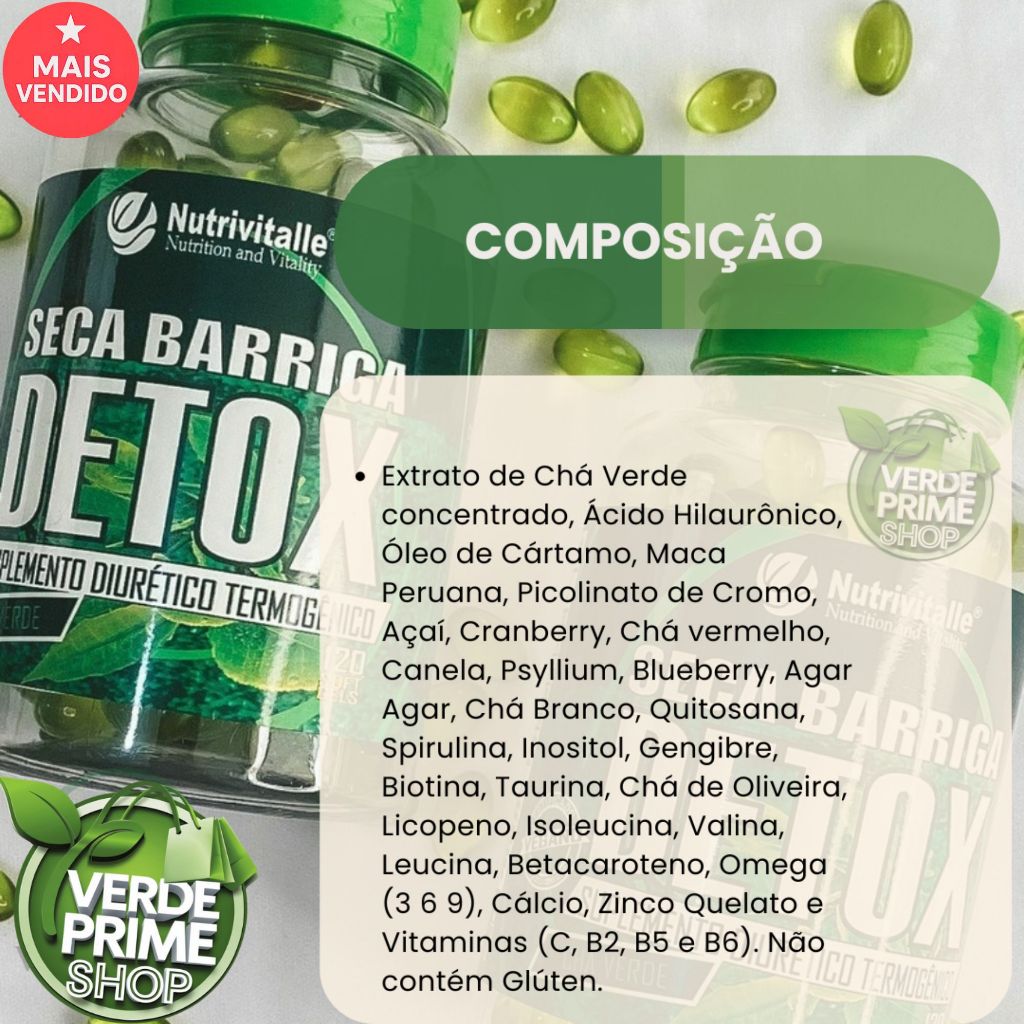 Psyllium + Maca + Quitosana + Cártamo + Chá verde e muito mais | Composto Natural | 60 Cápsulas