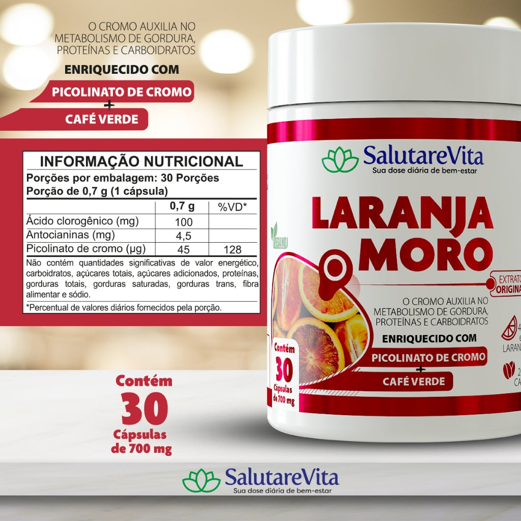 Laranja Moro com Cromo e Café Verde Antioxidante Vegano